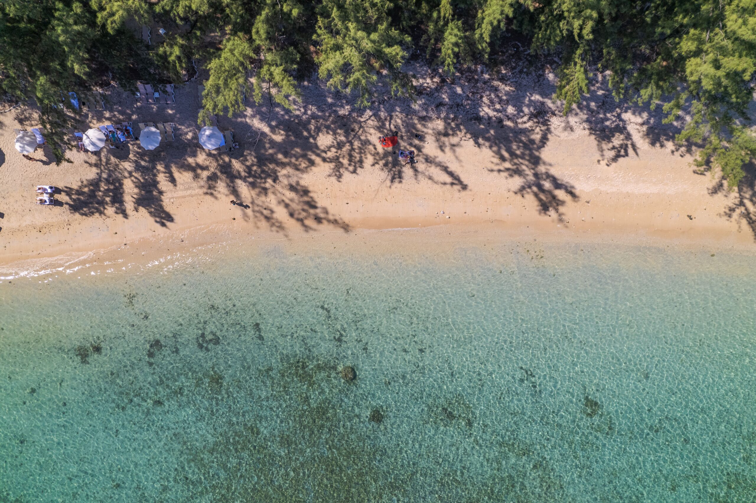 Aerial view of Boucan-Canot beach in the west of Reunion Island on a sunny day
